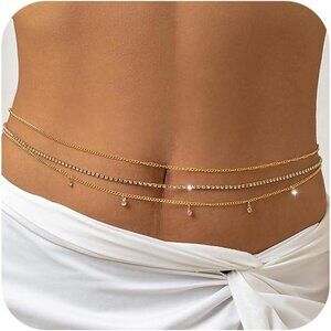 Women D1 Waist Chain Rhinestone Silver Bra Lingerie Bikini Top Lingerie Chain
